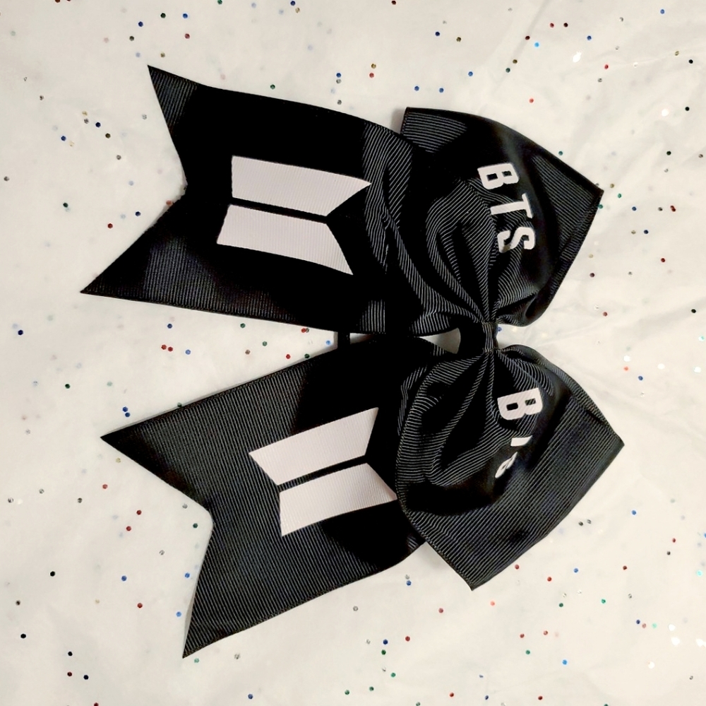 BTS black ribbon Bow Hair Tie